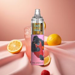 RandM Fumot Tornado 7000 Wiederbefüllbare E-Zigarette mit 14 ML Liquid, 850 MAH Akku, Mesh Coil, Typ-C-Anschluss, RGB-Licht, luftregulierbar, Rosa Limonade