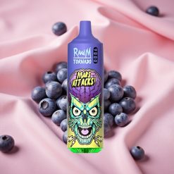 RandM Tornado 9000 Puffs Wiederaufladbar 850 mAh 18 mL Mesh Coil RGB Display Heidelbeer-Eis