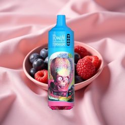 RandM Tornado 9000 Puffs Wiederaufladbar 850 mAh 18 mL Mesh Coil RGB Display Heidelbeere Saure Himbeere