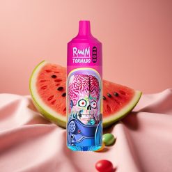 RandM Tornado 9000 Puffs Wiederaufladbar 850 mAh 18 mL Mesh Coil RGB Display Wassermelone Skittles