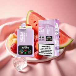 Razz Bar 40000 Puffs Disposable Vape mit Power Display, 1.0Ω×2 Mesh Coil, 650mAh, Typ-C, 2%/5% Nikotin, ERDBEERE WASSERMELONE & TRAUBE EIS